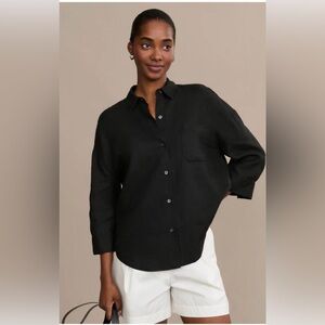 Jenni Kayne Logan Linen Black Button-Front Women’s Shirt NWT
